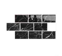 Azulejos de pared autoadhesivos de 6 x 12 pulgadas, lámina ABS impermeable para cocina y baño, fácil montaje sin juntas, diseño moderno de mosaico, negro/rosa/gris/verde, 10 unidades (D-001)