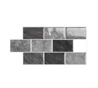 Azulejos de pared autoadhesivos de 6 x 12 pulgadas, lámina ABS impermeable para cocina y baño, fácil montaje sin juntas, diseño moderno de mosaico, negro/rosa/gris/verde, 10 unidades (D-003)