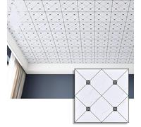 Azulejos de techo de PVC pegados, papel tapiz impermeable for baño, pared decorativa blanca, Panel suspendido, Flexible y resistente a grietas(Style B,5-pcs 60 * 60cm)