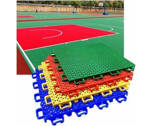 Azulejos deportivos antideslizantes resistentes al desgaste para cancha de baloncesto, diseño modular entrelazado, suelo de rompecabezas de plástico duradero y colorido