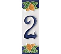 Azulejos italianos hechos a mano de cerámica, grandes números de limón amarillo y letras. Tamaño del azulejo: 15 cm x 4,8 cm, 3 a 6 marcos de azulejos (2)