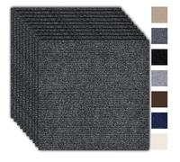 Azulejos para alfombra, 30 x 30 cm, autoadhesivos, juego de 10 unidades, 0,9 m², alfombra con respaldo, resistente alfombra para piso, oficina, comercio, gris oscuro