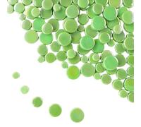 Azulejos para mosaico redondos iridiscentes, para artesanía, 500 g, mini círculos de vidrio para macetas de flores, jarrones, tazas, decoraciones de jardín y para el hogar, hazlo tú mismo para crear