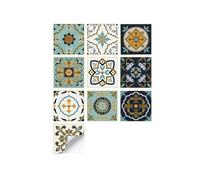 Azulejos vintage autoadhesivos Wal, Adhesivos de pared de azulejos retro multicolor 10-20 cm 10 piezas(Color 24,15cmX15cmX10pcs)