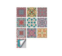 Azulejos vintage autoadhesivos Wal, Adhesivos de pared de azulejos retro multicolor 10-20 cm 10 piezas(Color 17,20cmX20cmX10pcs)
