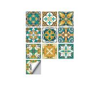 Azulejos vintage autoadhesivos Wal, Adhesivos de pared de azulejos retro multicolor 10-20 cm 10 piezas(Color 8,10cmX10cmX10pcs)