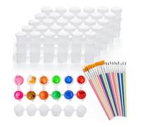 Azull 60 Botes de Pintura con Tapa y 20 Pinceles, Recipientes de Pintura Vacíos de 0,3 Oz con Tapas, para Aulas de Niños, Escuelas y Arte