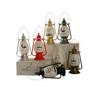 Azull 7 Piezas de Lámpara de Huracán Eid Mubarak Vintage, Luces Decorativas A Prueba de Viento con Aceite de Carbón para Ramadán, Adorno para Festivales en el Hogar