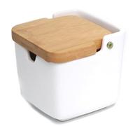 Azull Tarro de Cuadrado de Cerámica con Tapa Abatible y Bandeja para Uso Doméstico. Frasco de para Cocina. A