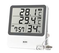 Azull Term¨®metro e Higr¨®metro de Alta Precisi¨®n de Pantalla Grande 1219, con Temporizador y Calendario para Interiores y Exteriores. Pantalla Dual de Temperatura.