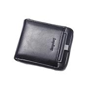 AZUMIO Cartera para hombre retro corta cartera hebilla cremallera bolsa gran capacidad tendencia dólar bolsa cartera cartera gruesa, Tarjeta Externa Horizontal Negro, Talla única