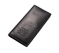AZUMIO Carteras para hombre, estilo largo, tarjetero, monedero masculino, cerrojo de gran capacidad, marca de cuero, mordaza de dinero, Black, Talla única