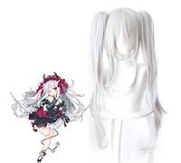 Azur Lane Cosplay peluca de plata blanca larga resistente al calor sintético peluca Azur Lane vampiro Anime Disfraz Pelucas con chip cola de caballo KUZ472