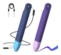 AZURAOKEY Bolígrafos capacitivos para niños para pantallas táctiles con correas, paquete de 2 lápices capacitivos universales para tablet Fire Kids (azul + morado)