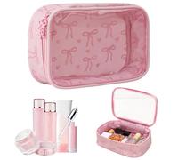 AZURAOKEY Bolsa de Maquillaje Transparente para Mujeres - Bolsa cosmética Transparente de PVC Bowknot, Organizador de Bolsos de Bolsos de tocador de Viaje Impermeable - Regalo para Novia, mamá, Dama