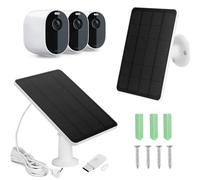 AZURAOKEY Cargador de panel solar compatible con Arlo Essential Spotlight/XL Spotlight, cargador de panel solar Arlo Essential de 4 W/6 W, resistente al agua con cable micro USB de 10 pies y soporte