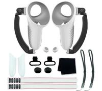 AZURAOKEY Compatible with Meta 3 Accessories Bundle Battery Cover Replacement Kit with 1 Pair Controller Grips Cover with Adjustable Knuckle Strap for Meta Quest 3 Controller