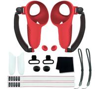 AZURAOKEY Compatible with Meta 3 Accessories Bundle Battery Cover Replacement Kit with 1 Pair Controller Grips Cover with Adjustable Knuckle Strap for Meta Quest 3 Controller