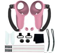 AZURAOKEY Compatible with Meta 3 Accessories Bundle Battery Cover Replacement Kit with 1 Pair Controller Grips Cover with Adjustable Knuckle Strap for Meta Quest 3 Controller