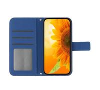 (Azure) Compatible For T-Mobile T Phone 3 / T-Mobile REVVL 8 Case Sunflower Imprint Leather Wallet Phone Cover with Wrist Strap