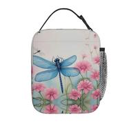 AzureDragonflyBloom - Lonchera aislada para hombres y mujeres, diseño de impresión completa, reutilizable, lonchera de gran capacidad a prueba de fugas para el trabajo, escuela, oficina, viajes