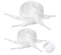 AzureRay 2 Pares Cordones de Cinta de Raso Blancos - Para Zapatillas y Zapatos