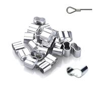 AzureRay 25 Abrazaderas de Choque Profesionales para Cable de Acero de 6 mm/8 mm, Abrazaderas de Cable para Tendedero, Aluminio Inoxidable para Cable de expansión, Lona, Goma