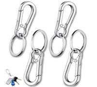 AzureRay 4 Piezas Llavero Metálico con Mosquetón, Mosquetón Desmontable, Ganchos de Liberación Rápida y Anillas - Llavero Mosqueton, Mosquetones Pequeños, Argollas para Llaveros