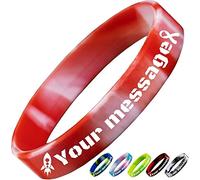 Azuresun Pulseras personalizables, pulseras de silicona grabadas personalizadas para eventos y fiestas, marketing y concienciación, regalos para parejas, hombres y mujeres, negro y rojo, Silicona…