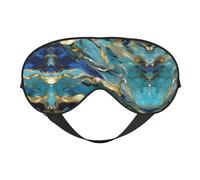 Azurite - Máscara de ojos con patrón de mármol con aceite azul azulado y hoja de oro para dormir, máscara de sueño que bloquea perfectamente la luz para mujeres y hombres, diadema suave y