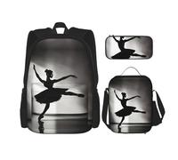 Azurite - Mochila con diseño de mármol aceitado dorado y verde azulado con lonchera y estuche de lápices de 3 pulgadas, mochilas Kawaii con bolsa de almuerzo a juego, Baile de bailarina, Talla única,