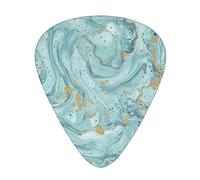 Azurite Teal and Foil Gold Oil Marble Pattern Advanced guitar pick 12 piezas Tres grosores para bajo, guitarra eléctrica, funda para guitarra acústica