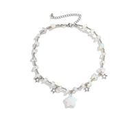 Azusa Sun Star - Gargantilla con colgante Y2K de vidrio curativo, joyería de verano con cadenas de plata para mujer, Una talla, Metal, Sin piedra preciosa