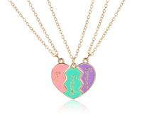 Azushwer Collar de la amistad para 3 niñas, colgante magnético de corazón calado para mejores amigas, regalo de joyería de amistad, multicolor, regalo para mejor amiga para siempre, 60cm, Acero
