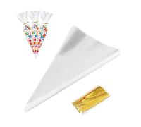 AZWOOD Bolsas de caramelo, Bolsas Plastico de Regalo, 100 unidades Bolsas Transparente con 100 cintas de sobra, bolsas celofán para dulces, chocolate, galletas, palomitas de maíz (25 x 13 cm）