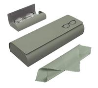 Azwood Estuche para gafas Hardcase, Premium PU cuero Estuche para gafas negro para mujeres y hombres. Se entrega con un paño de microfibra para gafas de sol, gafas de lectura, gafas deportivas, verde