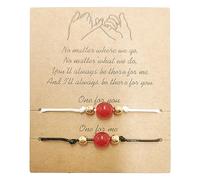 Azxcvbnm 2 pulseras de ágata natural a juego hechas a mano con cuentas de cristal blanco y negro para novio y novia, personalizables para él y ella, talla única, como se describe