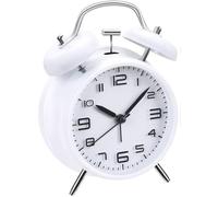 Azyh Despertador más fuerte para dormir profundo sin tictac, despertador de doble campana, funciona con pilas, despertador de metal con luz nocturna para dormitorio, despertador retro analógico para