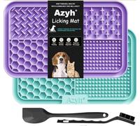 Azyh Lote de 2 alfombrillas para lamer para perros y gatos - Alimentación lenta - Para perros grandes y cachorros - Alivio de la ansiedad - Alfombrilla de alimentación para mantequilla, yogur