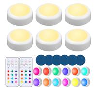 Azyvum 6-pack Luz LED Armario Recargable, Luz Nocturna Inalámbricas 1000mAh, 13 Colores Luces Regulables magnética, con Mandos a Distancia para Armarios, Pasillo, Escalera, Sótano, Garaje