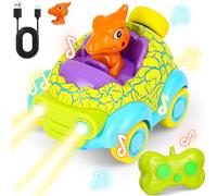 Azyvum Coche Teledirigido Niños 2 Años, Coche Teledirigido Juguetes con Luces y Música,Coches RC Regalo Niño 2-6 Años, Dinosaurios Juguetes para Niños Niñas 3 4 5 6 Años