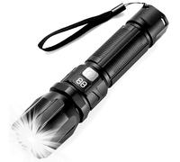 Azyvum Linterna LED Recargable, 1500L Super Brillante con 3 Modos, Linterna Táctica de Aluminio Enfoque Ajustable, Mini Portátil Linterna Potente para Ciclismo, Camping, Montañismo, Emergencia