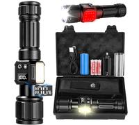 Azyvum Linternas LED Alta Potencia,Linterna LED Recargable 1000000 Lúmenes Potente, Linterna Tactica Militar IPX67 Impermeable 9 Modos Portátil Linternas para Emergencia Camping Regalo