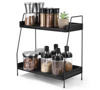 Azyvum Organizador de estación de café de cocina, 2 niveles, madera, accesorios de bar, organizador de condimentos para cocina, hogar, oficina