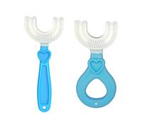 B/A 2 Piezas de Cepillo de Dientes para niños en Forma de U, Cepillo de Dientes Manual, Cepillo de Dientes de Limpieza Oral, Cepillo de Dientes de Boca Completa con Cabezal de Cepillo de Silicona