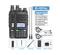 (B Add H-771) 2 piezas M-13 Pro Air Band Walkie Talkie inalámbrico Copia de frecuencia NOAA Tipo-C AM