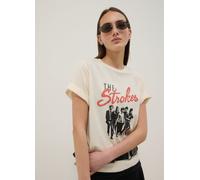B.ANGEL, Beige Pure Cotton T-shirt With Oversized Print, Relaxed Fit, Mujer, Arena, Talla: 40