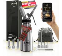 B-ARS Dispensador Crema Batida Profesional Acero Inoxidable 500ml Incluye Boquillas Decorativas Cepillo Limpieza(NO INCLUYE CAPSULAS DE N2O) Ebook Recetas Cocina Espumas Postres Fáciles y Creativos