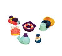 B. baby - Juguetes para el baño - Set de juego para la bañera - 11 Piezas - Animalitos para el baño, vasitos para apilar, toallitas - Recién Nacidos, Bebés - Wee B. Splashy