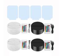 B BachVibes Base Lámpara LED 3D, Night LED Light Base Ajustable 16 Colores con Mando a Distancia y Cable USB, para Dormitorios, Cafeterias, Restaurantes incluye placa Metacrilato (Negro_Crak, 4)